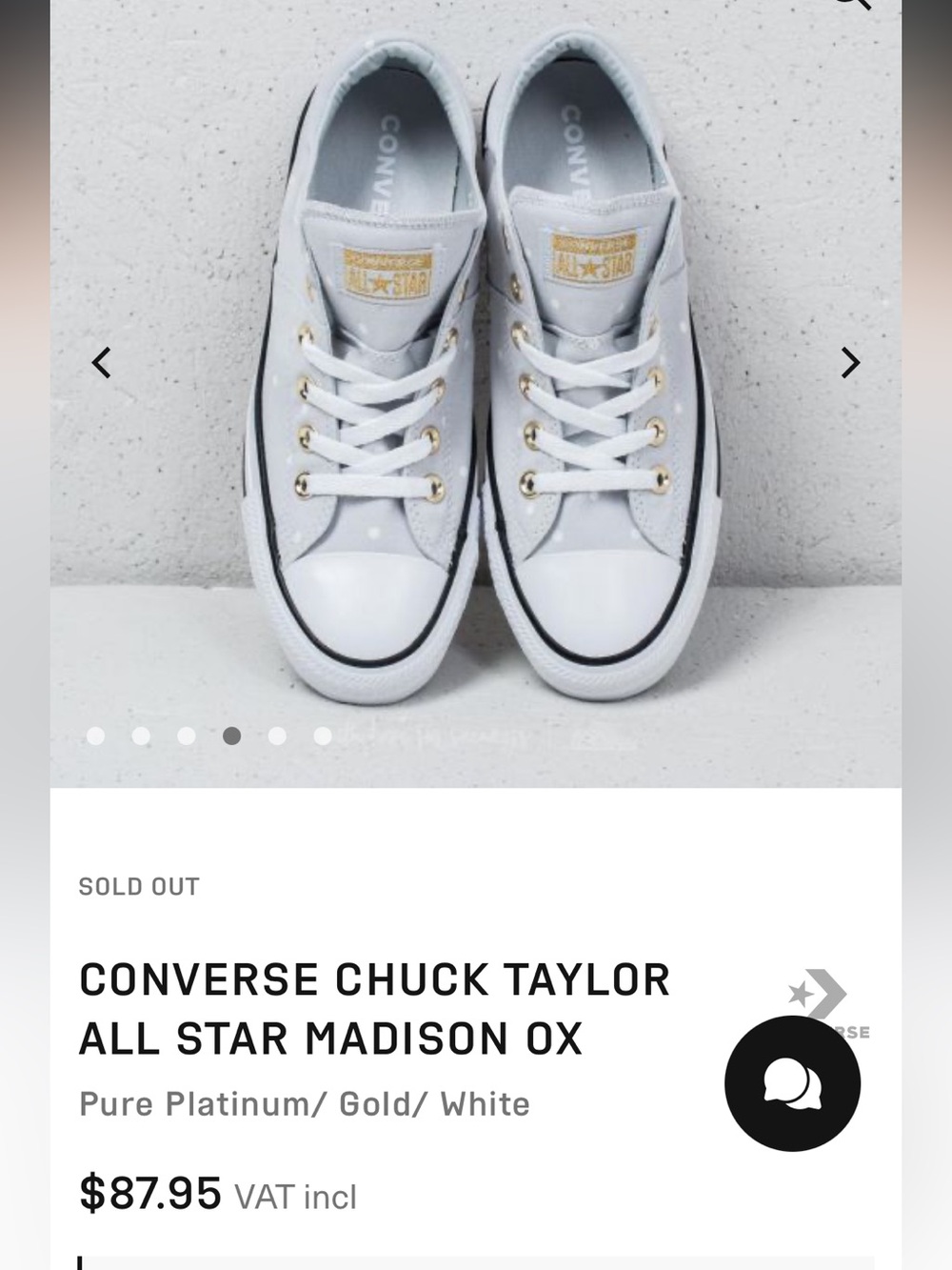 Converse Chuck Taylor All Star Madison Ox Gray White Gold Eyelets polka dot